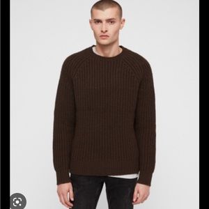 All saints Jensen crew brown knit sweater